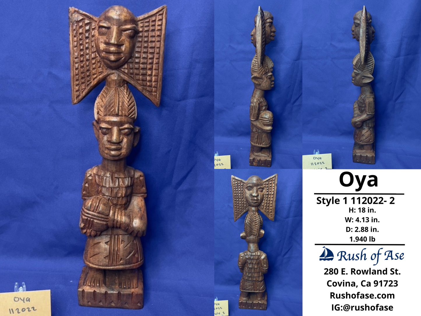 Orisa Statues | Oya Wood Statue - Style 1