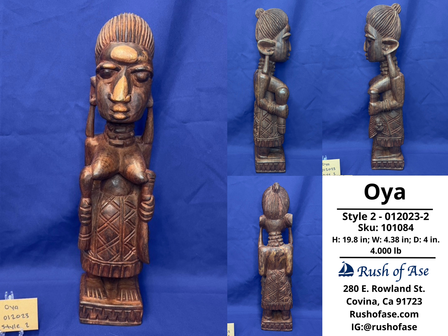 Orisa Statues | Oya Wood Statue - Style 2