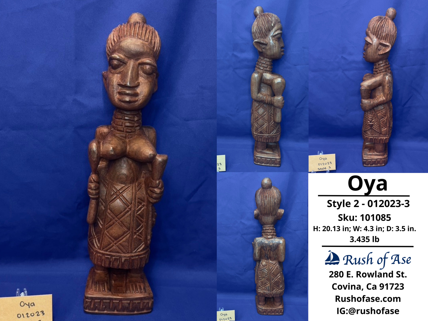 Orisa Statues | Oya Wood Statue - Style 2