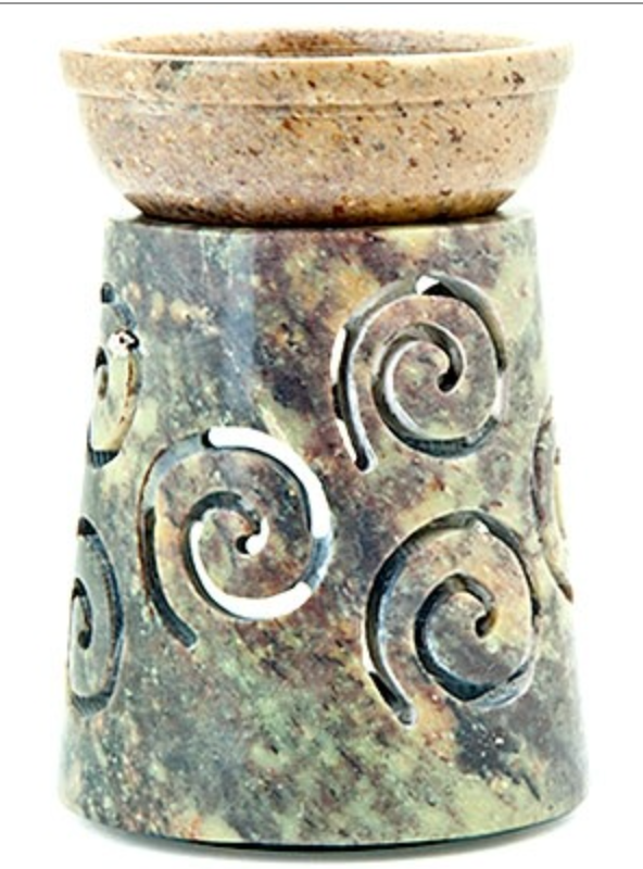 Oil Burner | Soapstone Spiral Aroma Lamp - 4" H