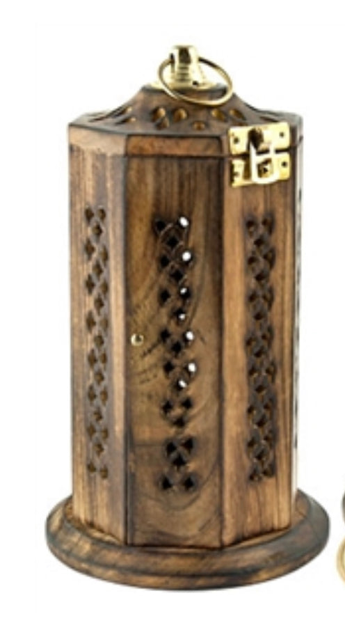 Incense Burner | Charcoal Jalí Cut Tower Brass Burner - 8Hx4D