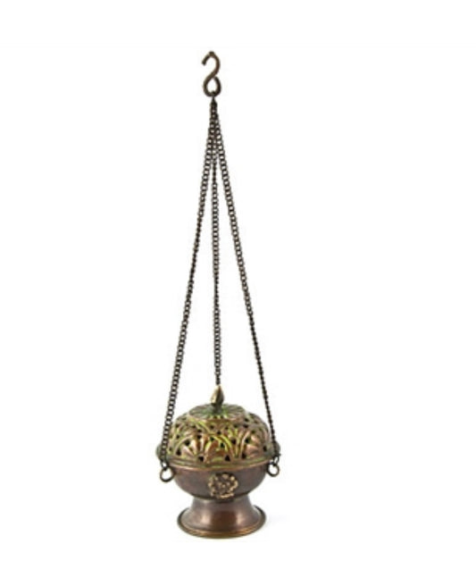 Incense Burner | Tibetan Copper Hanging Censer Burner Antique