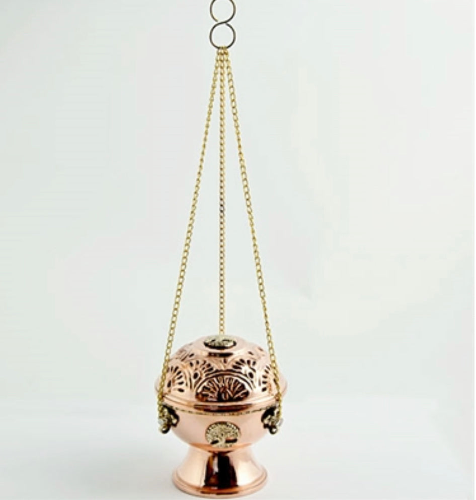 Incense Burner | Tree of Life Tibetan Copper Hanging Censer Burner