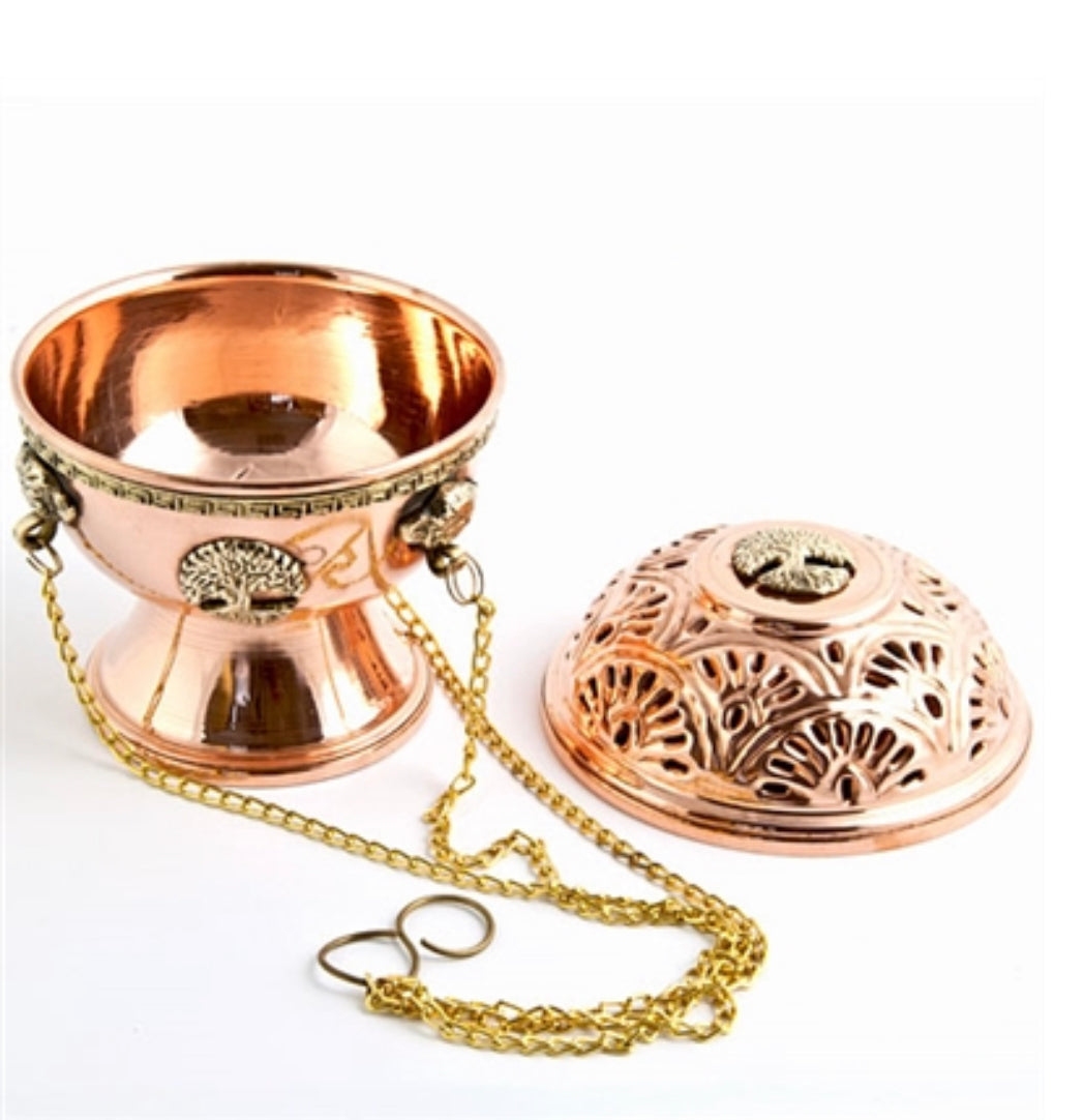 Incense Burner | Tree of Life Tibetan Copper Hanging Censer Burner