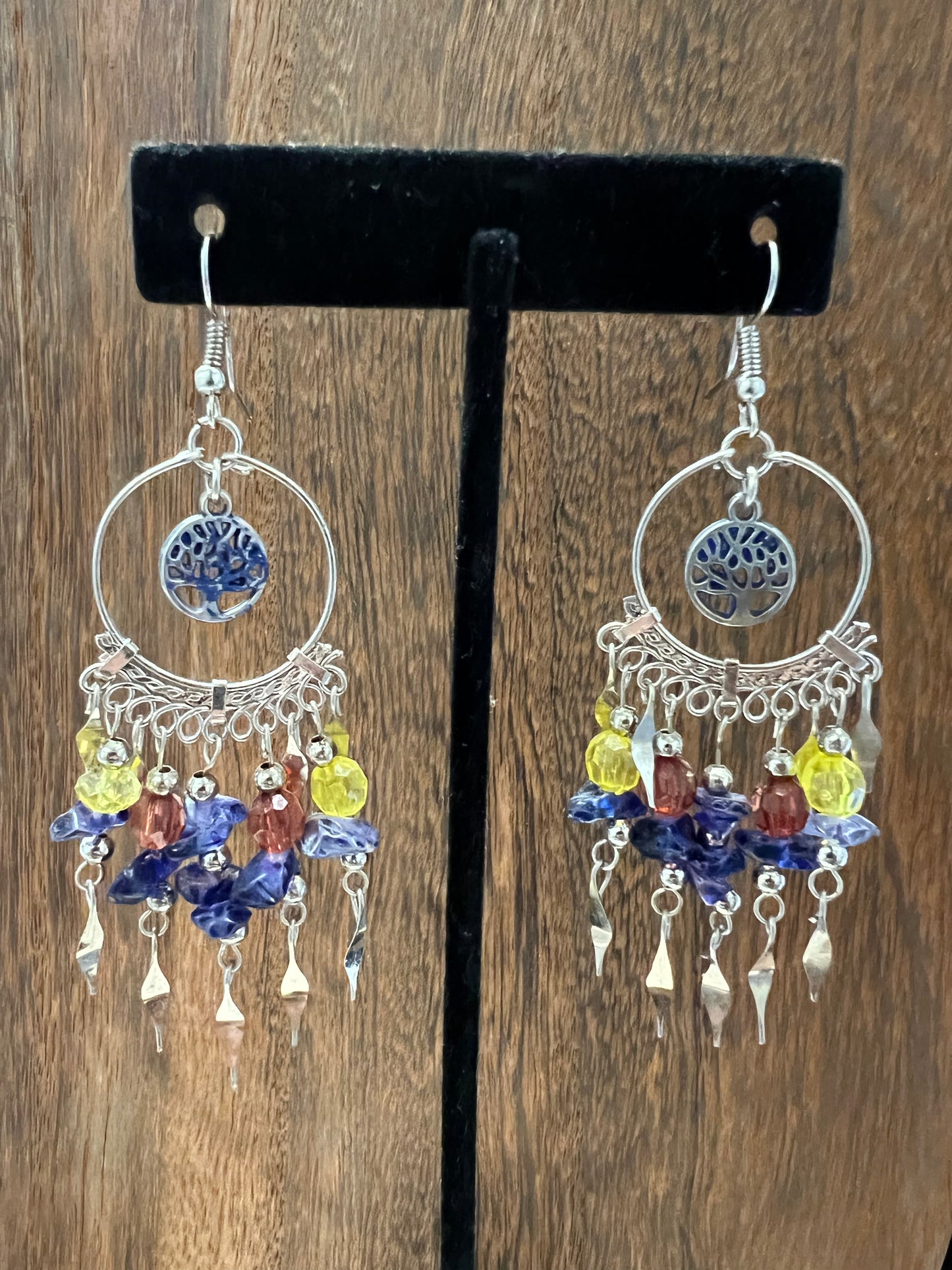 Earrings | Chip Quartz Hoop Earring With Beaded Dangles and Hanging Charms