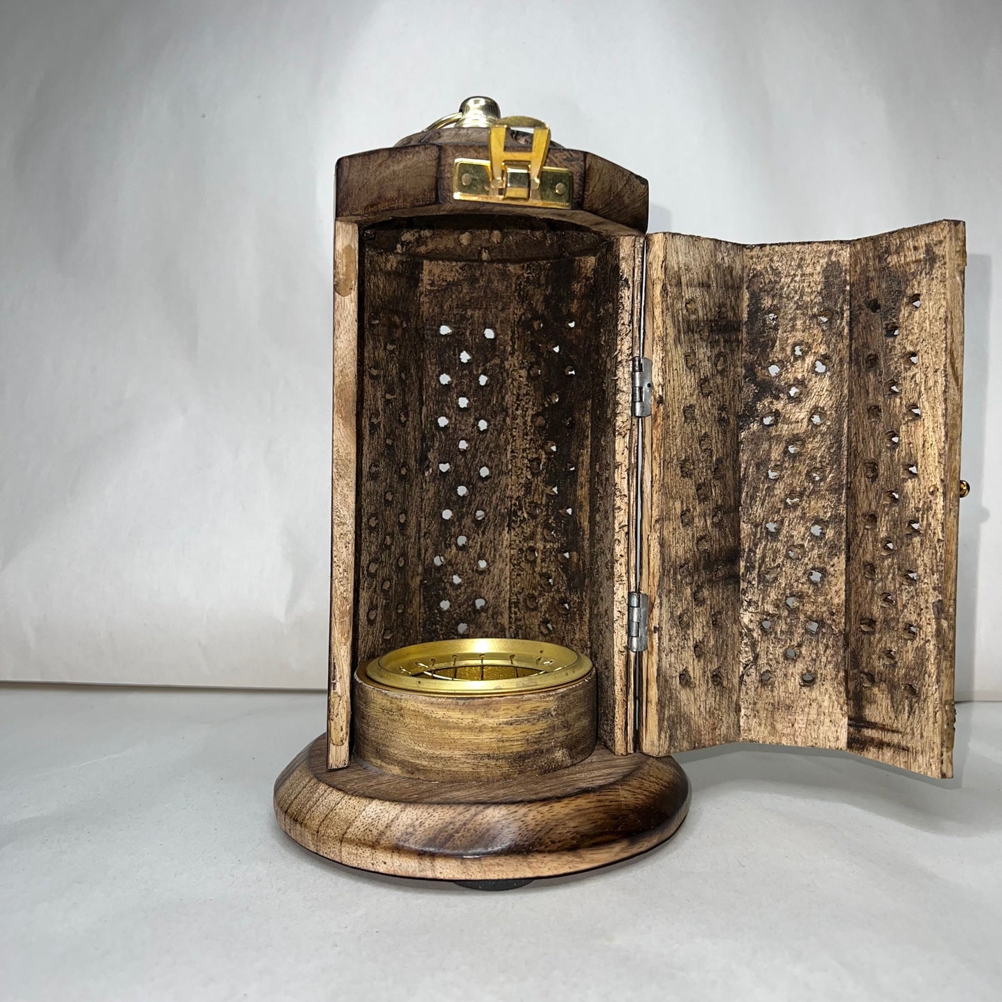 Incense Burner | Charcoal Jalí Cut Tower Brass Burner - 8Hx4D
