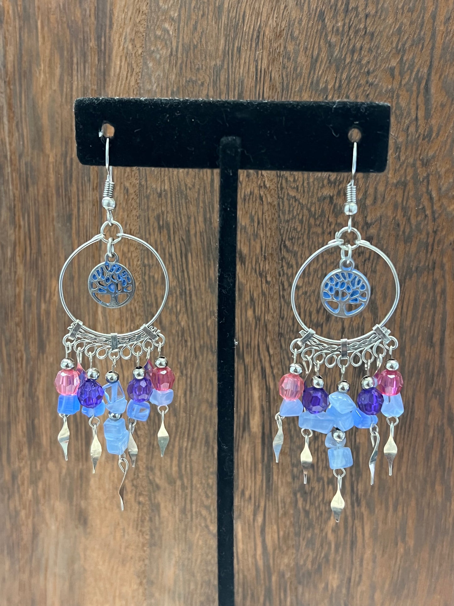 Earrings | Chip Quartz Hoop Earring With Beaded Dangles and Hanging Charms