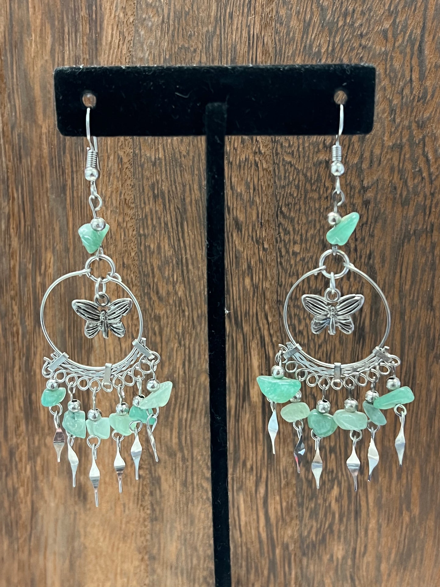 Earrings | Chip Quartz Hoop Earring With Beaded Dangles and Hanging Charms