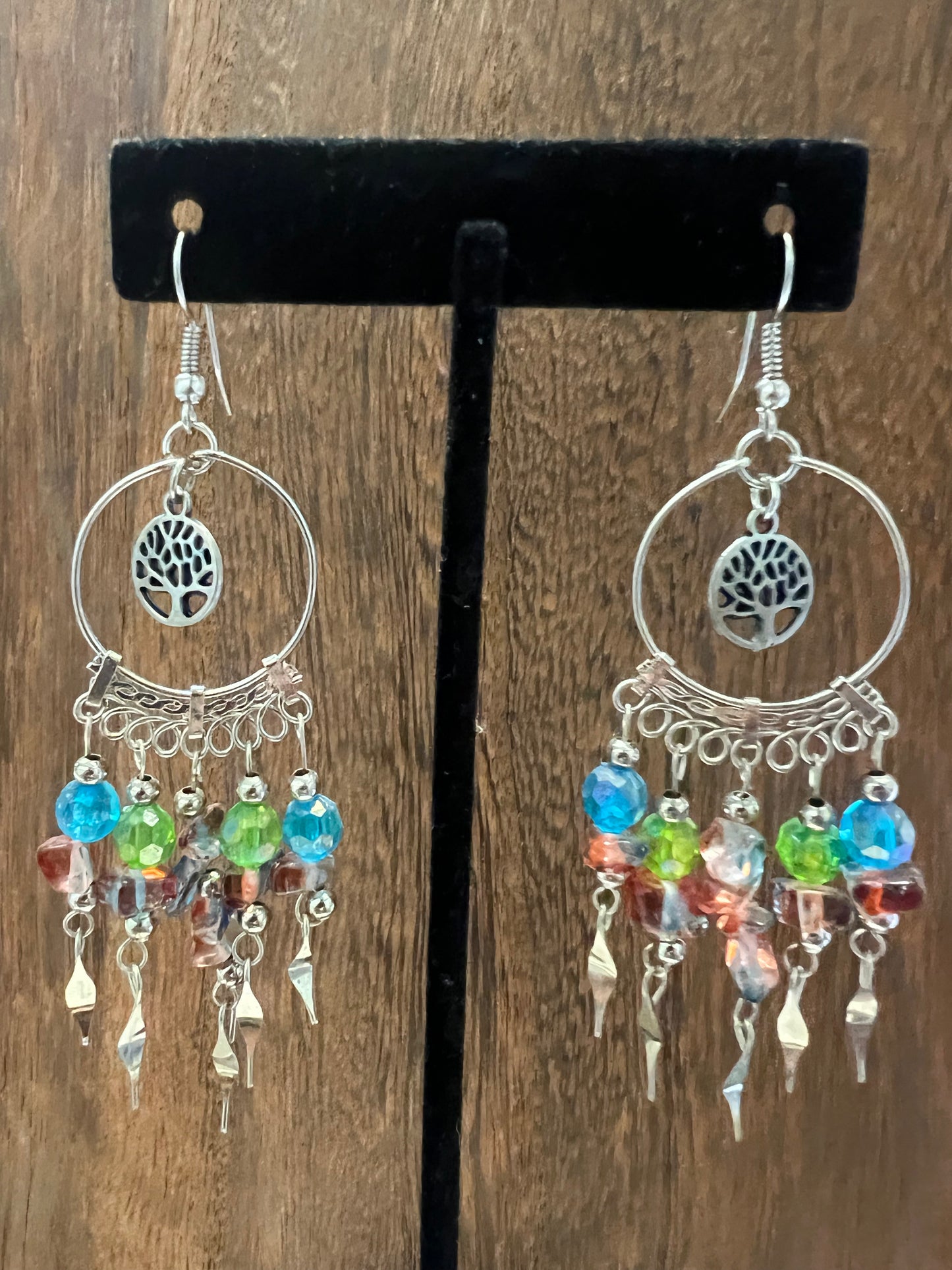 Earrings | Chip Quartz Hoop Earring With Beaded Dangles and Hanging Charms