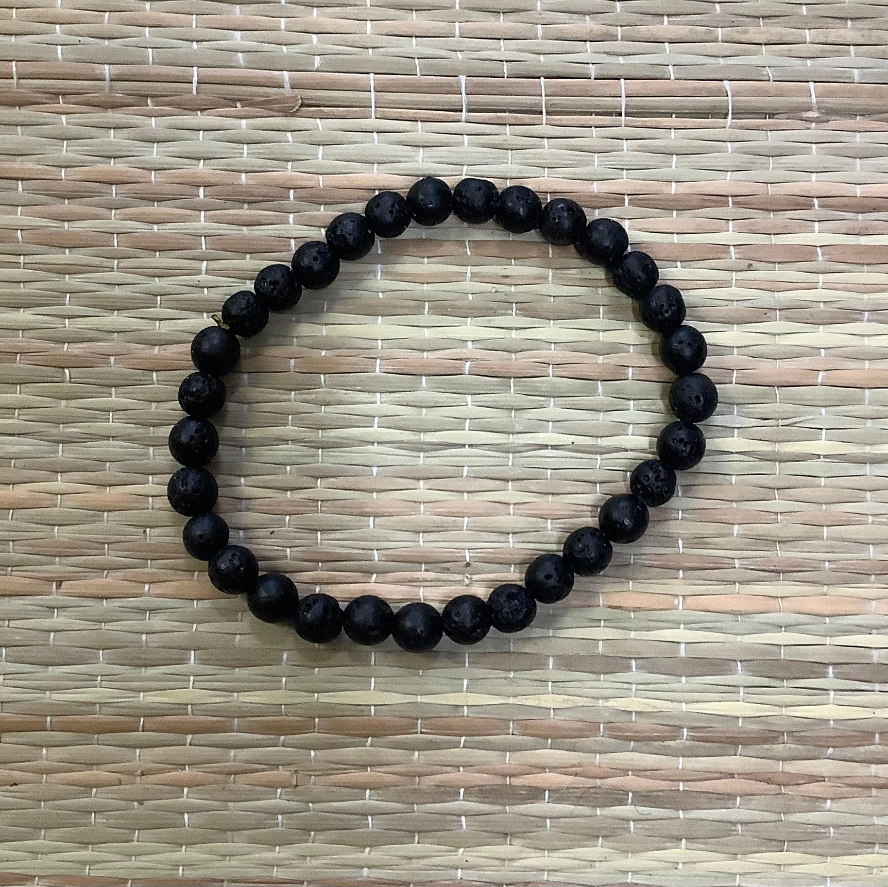 10mm Round, Natural Black Lava Beads, Volcanic Rock (16 Str