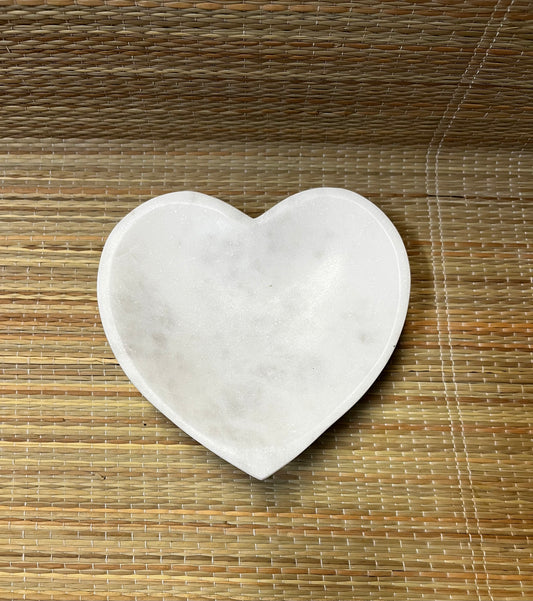 Incense Burner | White Marble Heart Shaped Incense Bowl Burner- 5"D