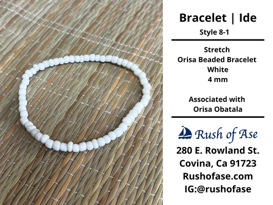 Bracelets | Ide | Stretch Orisa Beaded Bracelet – White – 4mm |  Obatala Bracelet - Style 8-1
