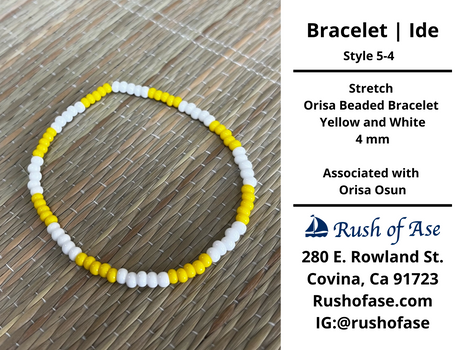 Bracelets | Ide | Stretch Orisa Beaded Bracelet – Yellow and White – 4mm | Osun Bracelet - Style 5-4