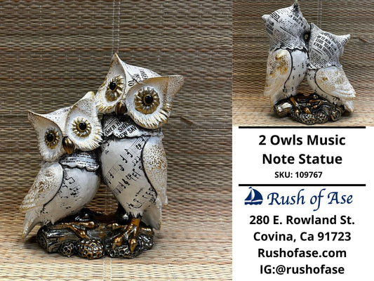 Decor | 2 Owls Music Note Statue