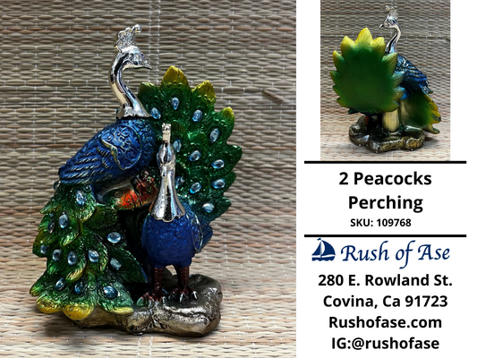 Decor | 2 Peacocks Perching Statue