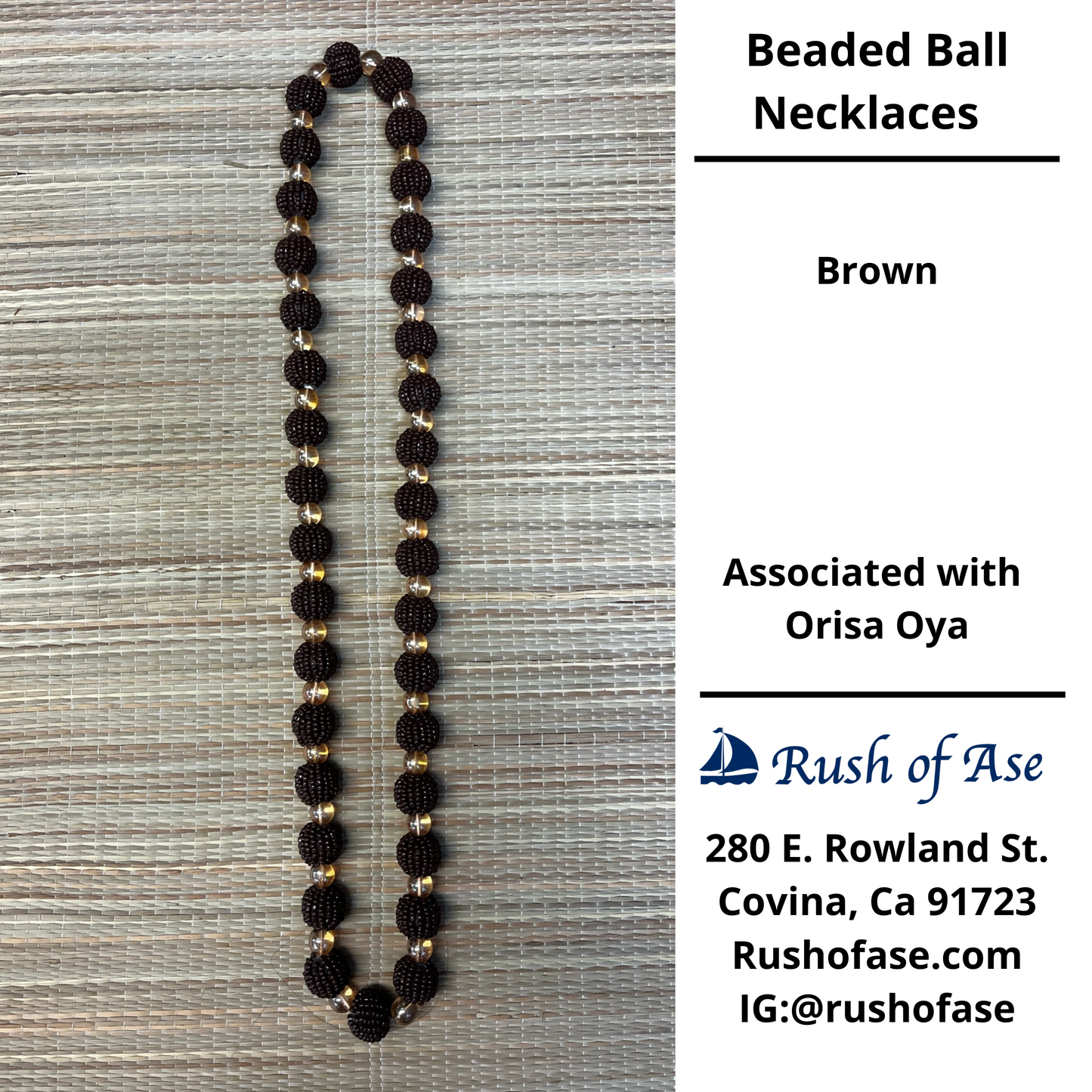 Necklaces | Orisa Beaded Ball Necklaces | Oya – Brown [FREE SHIPPING USA]