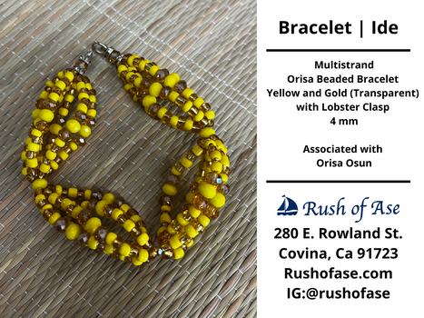 Bracelets | Orisa Multistrand Beaded Bracelet – Yellow and Gold (Transparent) with Lobster Clasp – 4mm | Osun Bracelet - Style 5-1