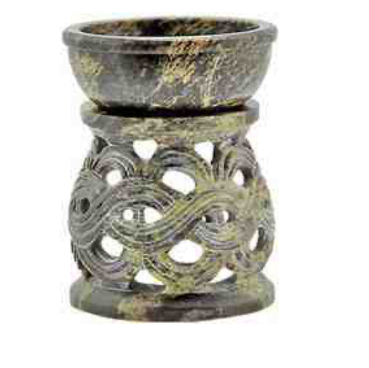 Oil Burner | Soapstone Celtic Knot Aroma Lamp - 3.5" H