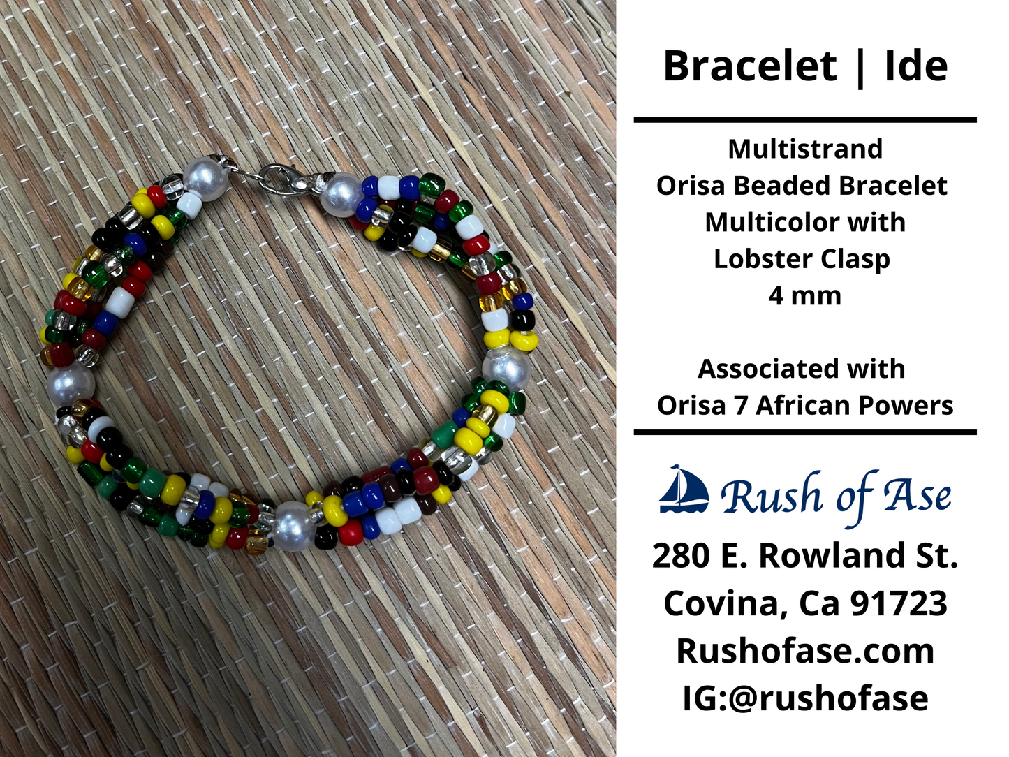 Bracelets | Orisa Multistrand Beaded Bracelet – Multicolor with Lobster Clasp – 4mm | Egungun  - 7 African Powers Bracelet - Style 11-1