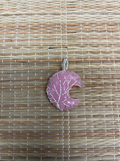 Stone Necklaces | Tree Of Life Wire Wrapped Crescent Moon Crystal Necklace