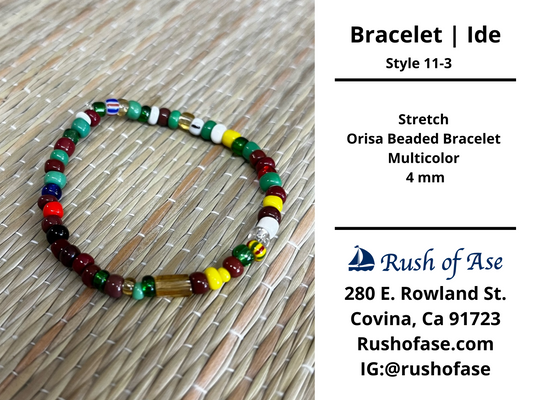 Bracelets | Ide | Stretch Orisa Beaded Bracelet – Multicolor – 4mm | 7 African Powers Bracelet - Style 11-3