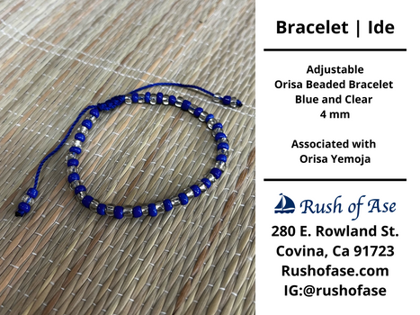 Bracelet | Ide | Adjustable Bracelet - Small Beads – 4mm – Blue - Clear | Yemoja