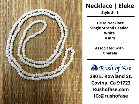Necklaces | Eleke | Orisa Necklace - Single Strand Beaded Necklace - 4mm | Obatala - Style 8-1