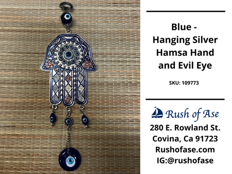 Decor | Hanging Silver Hamsa Hand and Evil Eye