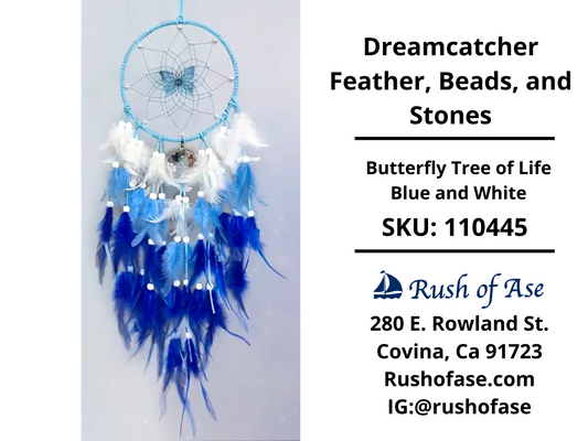 Dreamcatcher | Butterfly Dreamcatcher Feather, Beads, and Stones