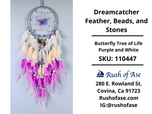 Dreamcatcher | Butterfly Dreamcatcher Feather, Beads, and Stones