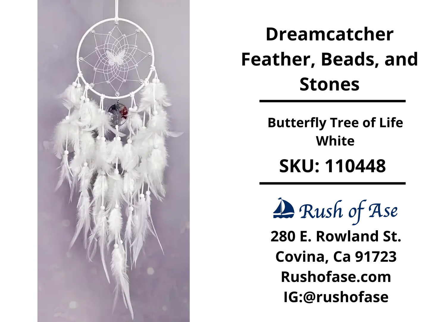Dreamcatcher | Butterfly Dreamcatcher Feather, Beads, and Stones