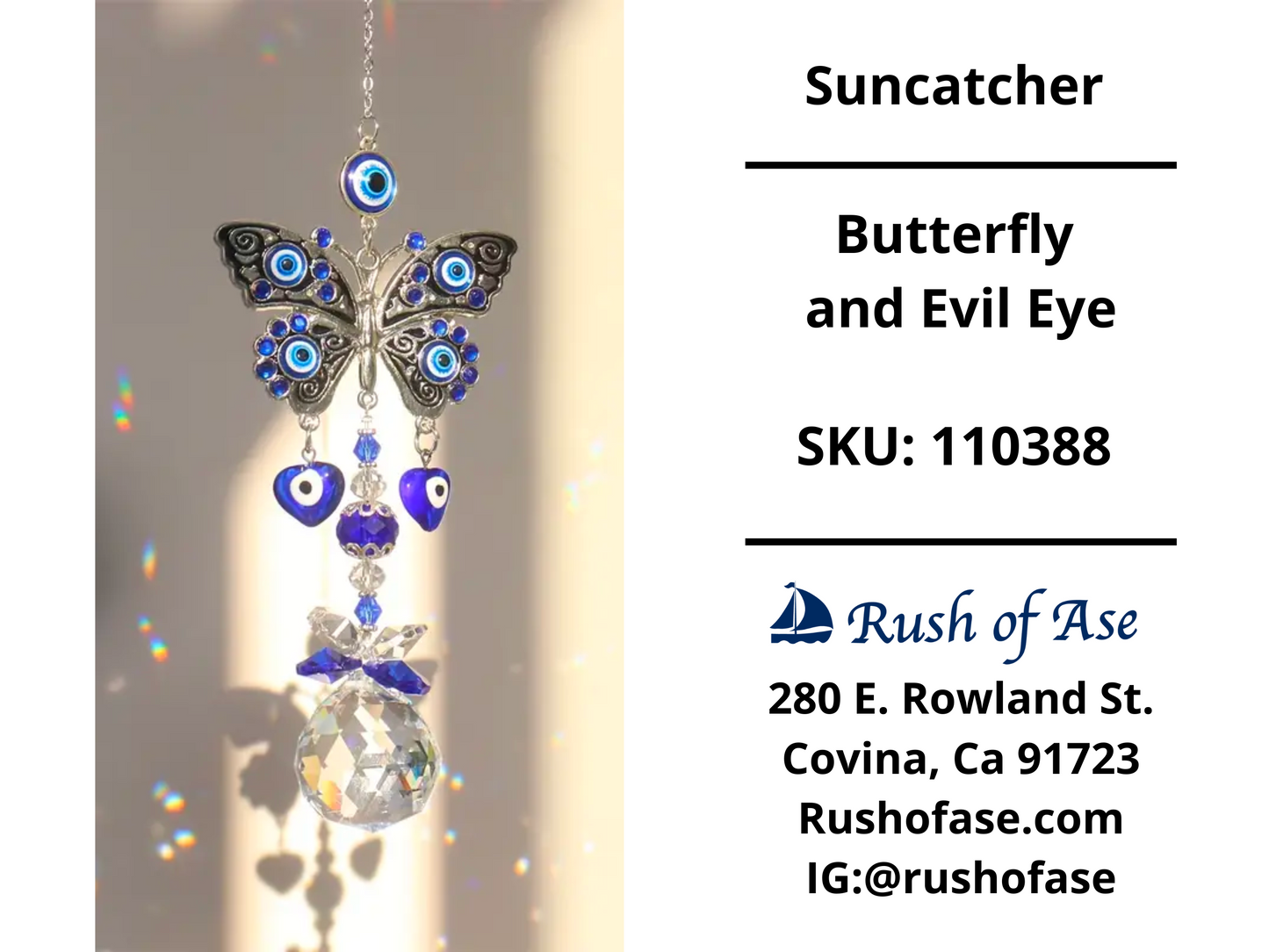 Suncatcher | Butterfly and Evil Eye Hanging