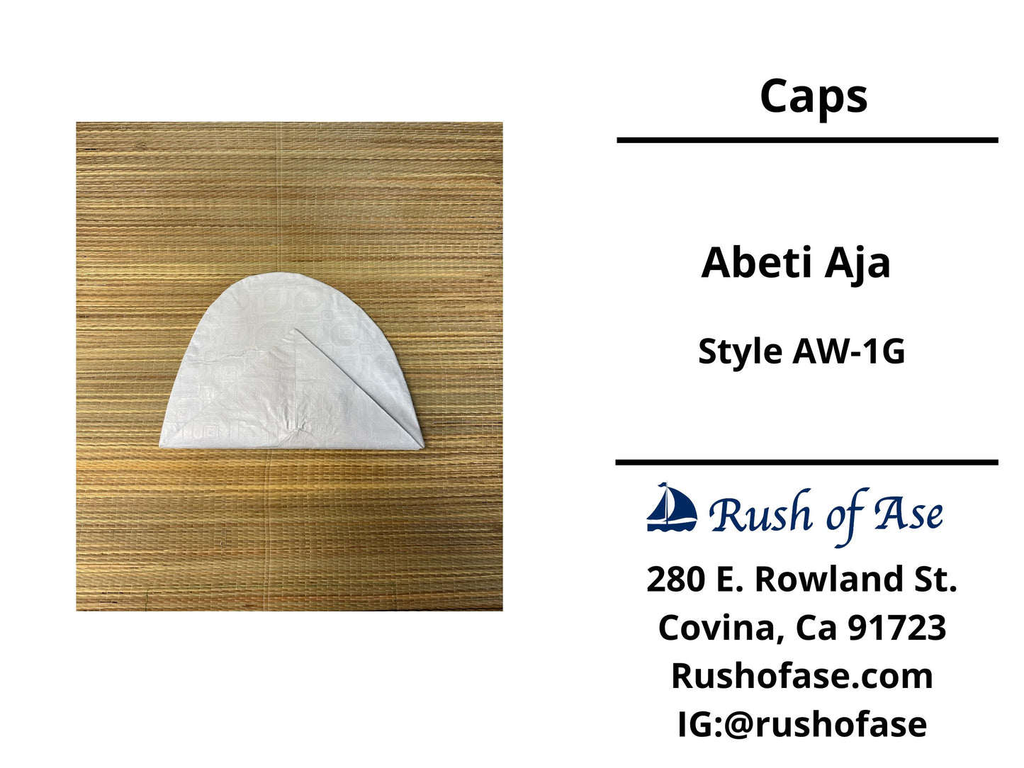 Caps | Abeti Aja | Yoruba White Caps | Style AW - White