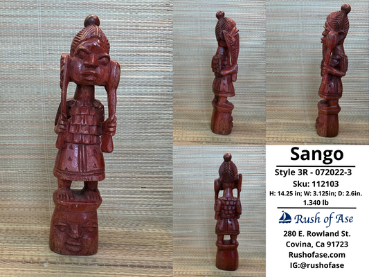 Orisa Statues | Sango Wood Statue - Style 3R [FREE SHIPPING USA]