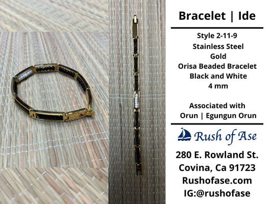 Bracelets | Orisa Bracelets | Ide | Stainless Steel Metal Beaded Bracelets – Black and White | Egungun Orun