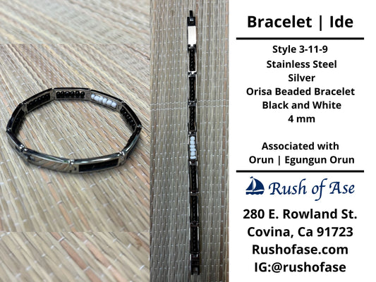 Bracelets | Orisa Bracelets | Ide | Stainless Steel Metal Beaded Bracelets – Black and White | Egungun Orun