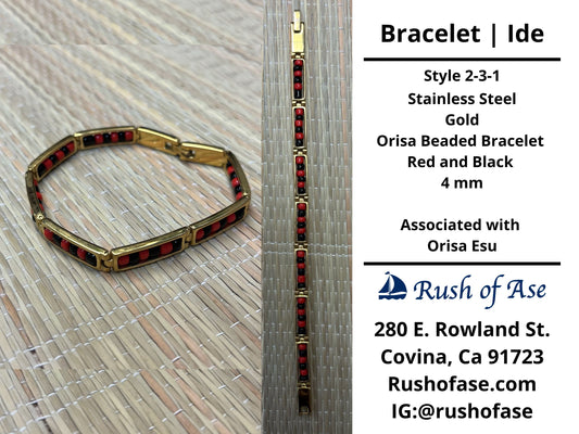 Bracelets | Orisa Bracelets | Ide | Stainless Steel Metal Beaded Bracelets – Red and Black | Esu