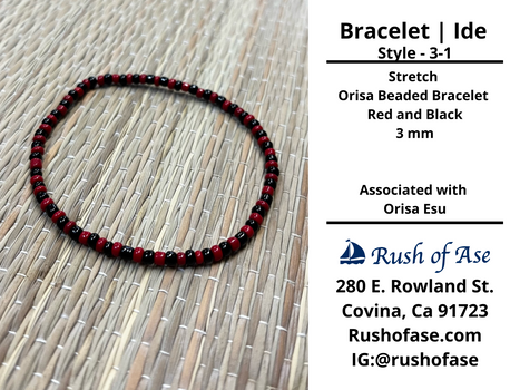 Bracelet | Ide | Stretch Bracelet - Small Beads – 3mm – Red and Black | Esu – Style 3-1