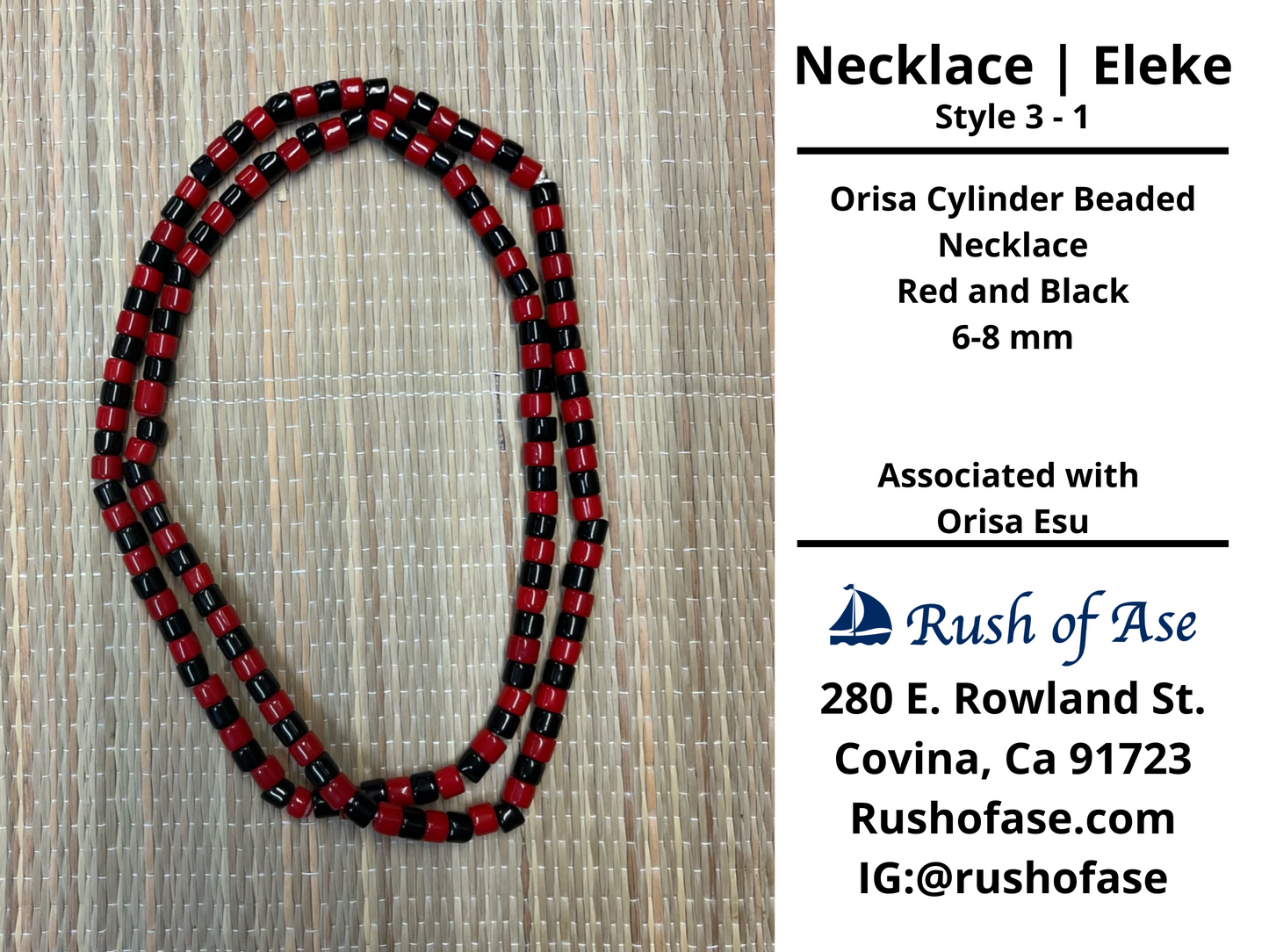 Ifa Necklace | Single Strand Large Cylinder Beaded Necklace| Esu