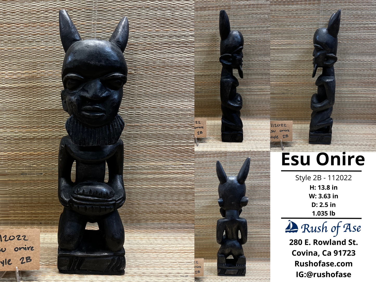 Orisa Statues | Esu Onire Black Wood Statues | Esu of Good Fortune  [FREE SHIPPING USA]