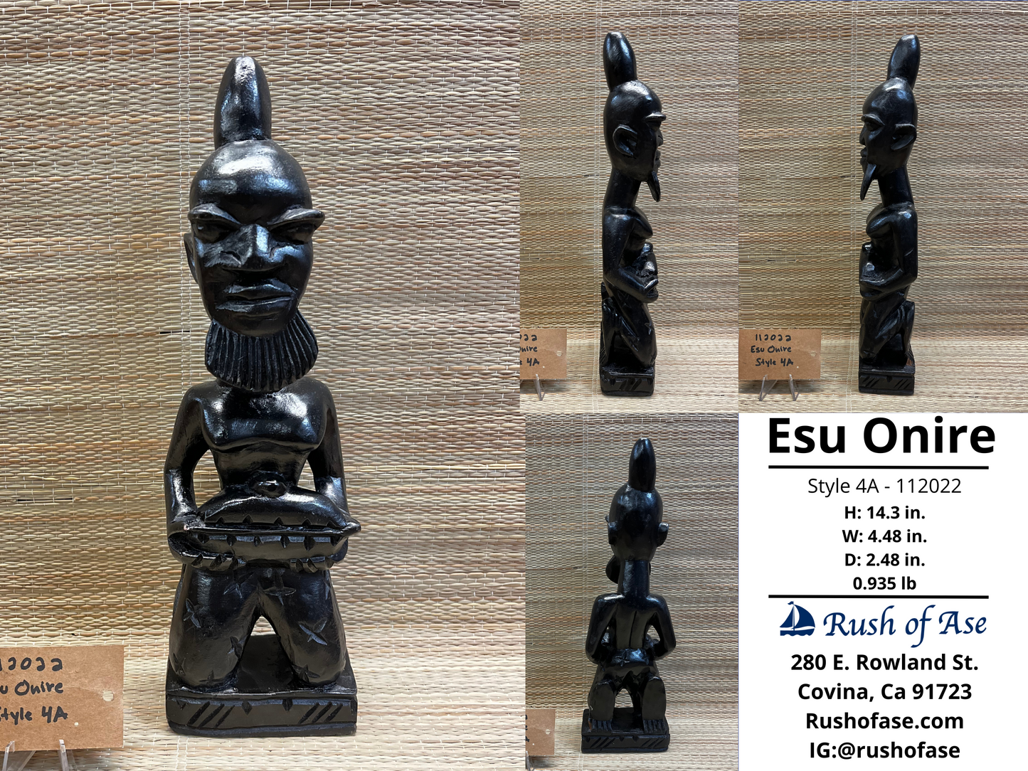 Orisa Statues | Esu Onire Black Wood Statues | Esu of Good Fortune  [FREE SHIPPING USA]