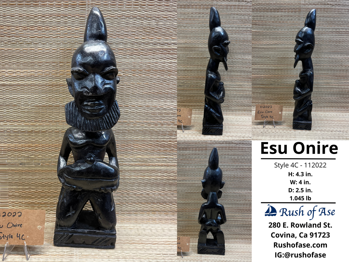 Orisa Statues | Esu Onire Black Wood Statues | Esu of Good Fortune
