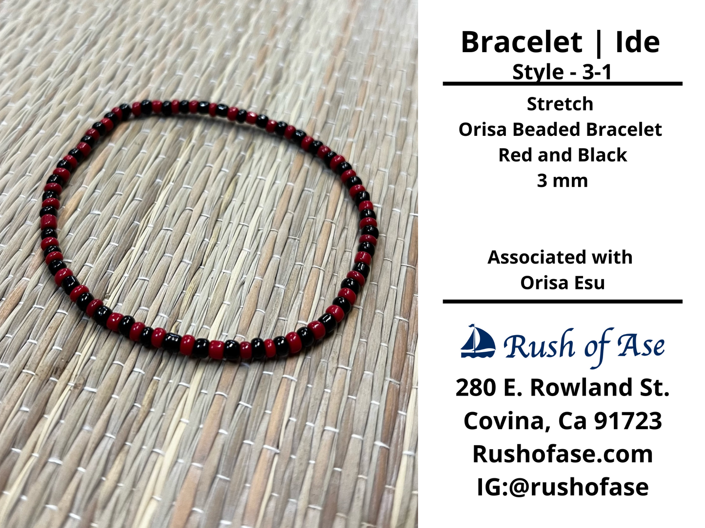 Bracelet | Ide | Stretch Bracelet - Small Beads – 3mm – Red and Black | Esu – Style 3-1