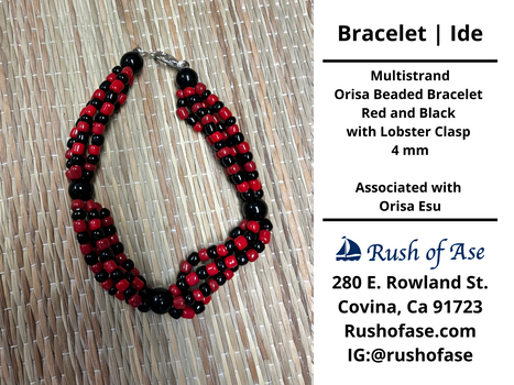 Bracelets | Orisa Multistrand Beaded Bracelet – Red and Black with Lobster Clasp – 4mm | Esu Bracelet - Style 3-1