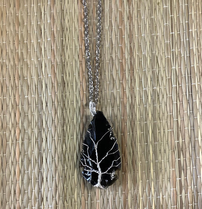Stone Necklaces | Tree Of Life Wire Wrapped Arrowhead Necklace