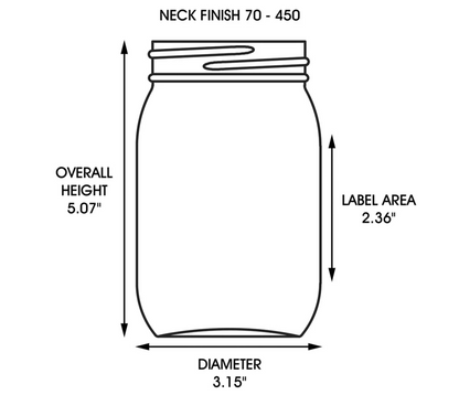 Glass Jars - 16 oz | Clear Wide-Mouth | Black Metal Cap - 12 per case