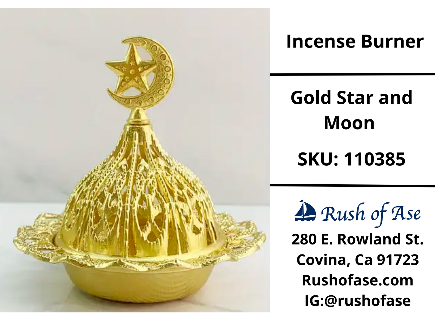 Incense Burner | Gold Star and Moon