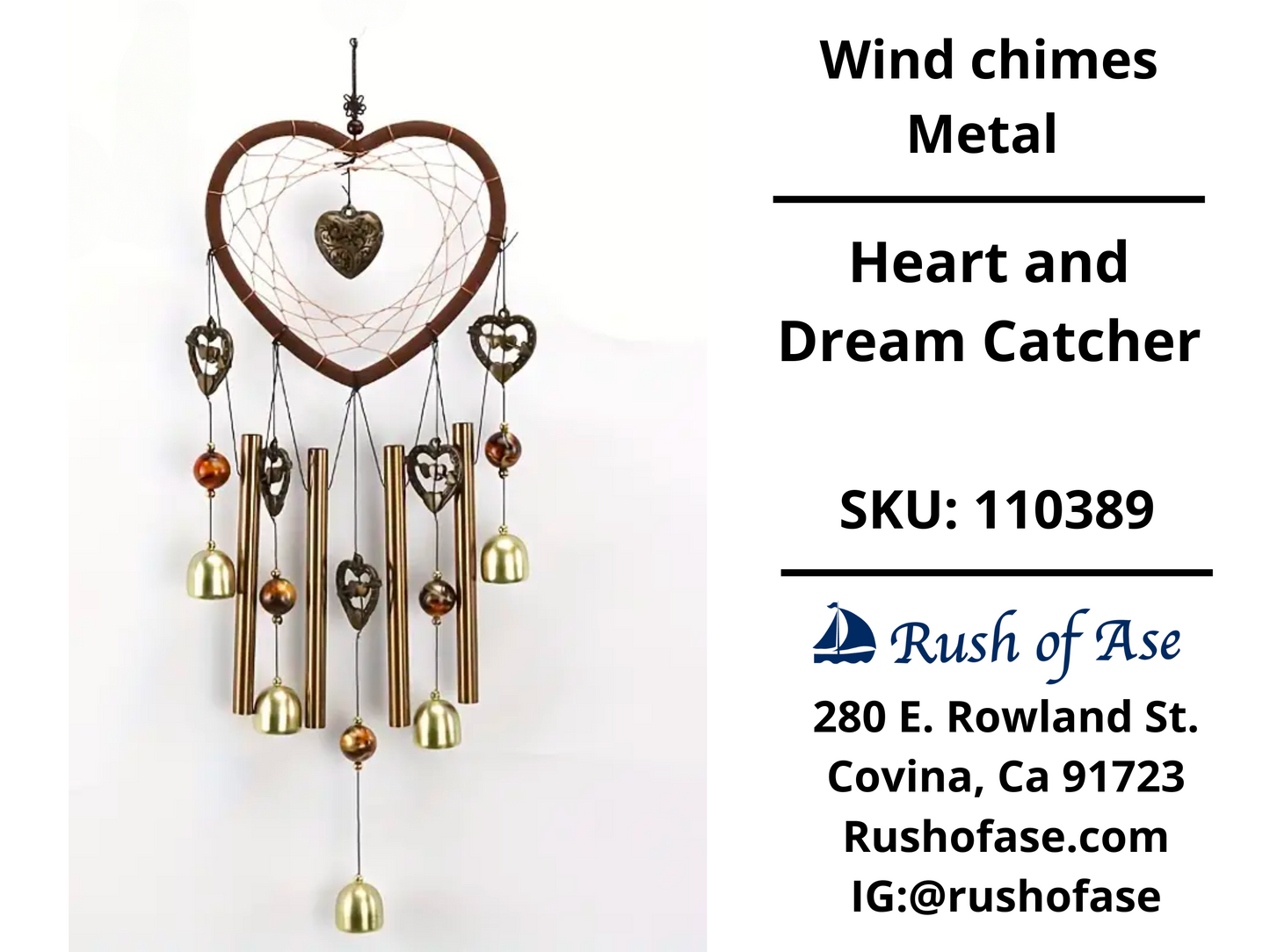 Wind Chimes Metal | Heart And Dream Catcher