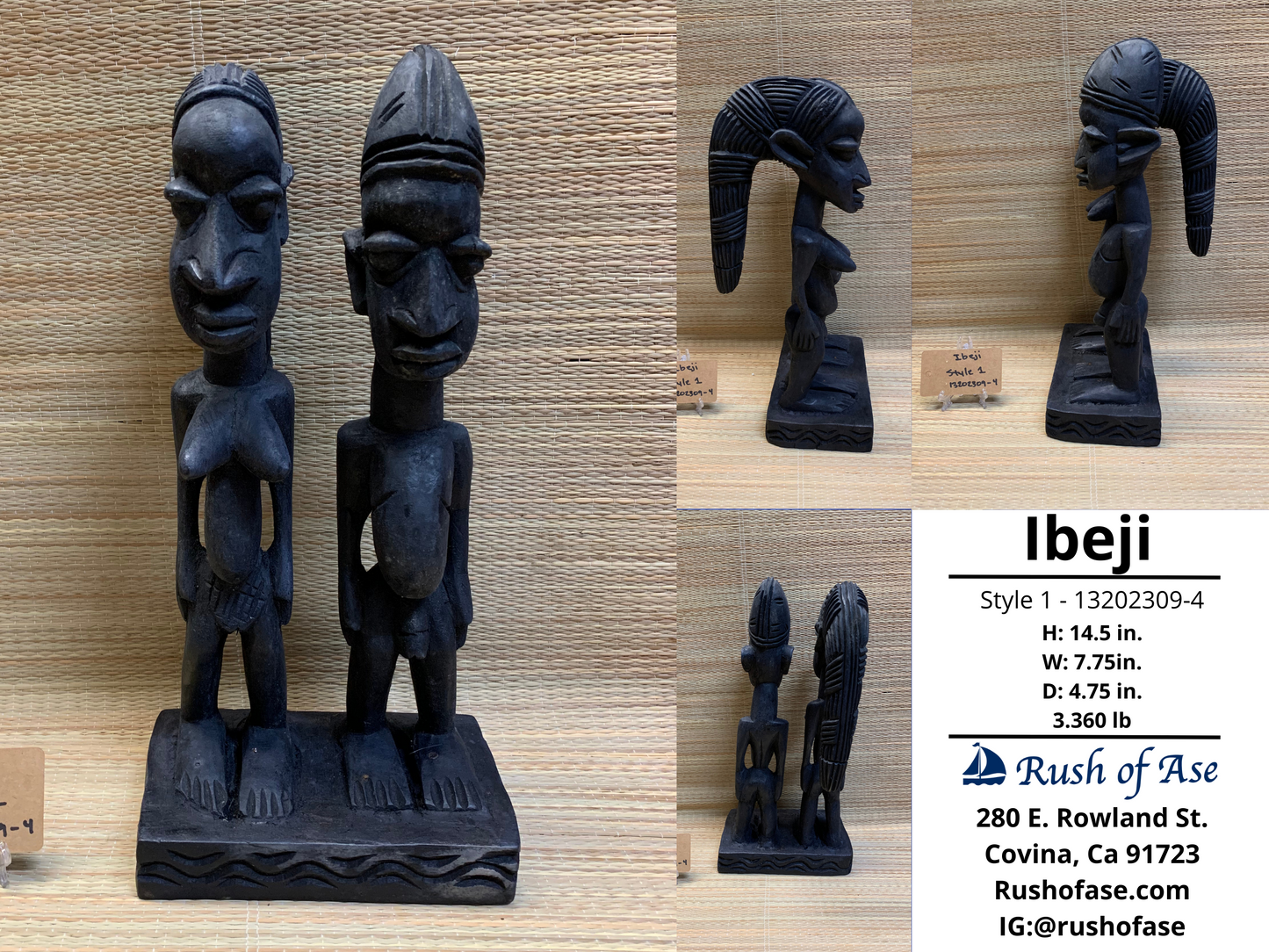 Orisa Statues | Ibeji Wood Statues - Style 1 [FREE SHIPPING USA]