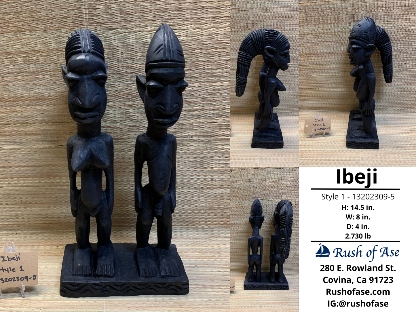 Orisa Statues | Ibeji Wood Statues - Style 1 [FREE SHIPPING USA]